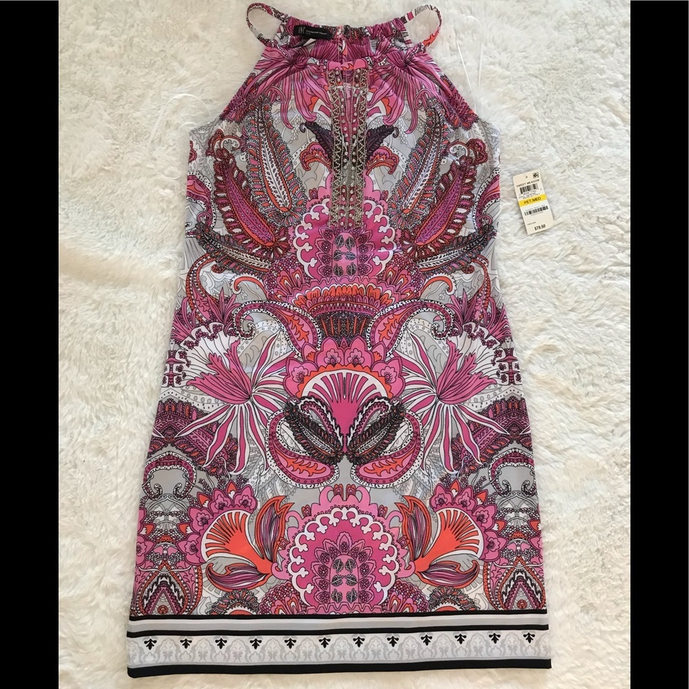 I.N.C. New pink water Lily Psly dress. New